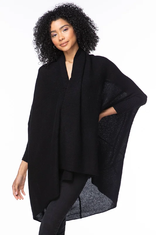 Weekend Savings Extravaganza 100% Cashmere Cocoon Shawl Jacket in Black