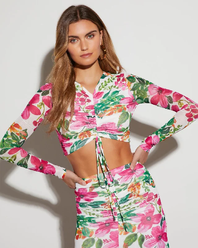 Extra Discounts Bustling Bouquet Floral Crop Top