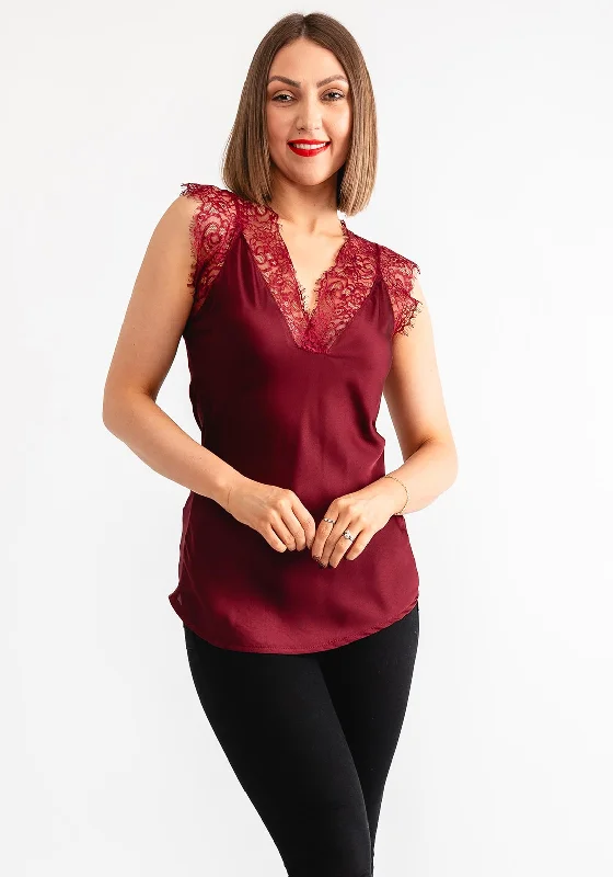 Weekend Deals You Can't Resist Kate & Pippa Lauren Lace Cami Top, Wine