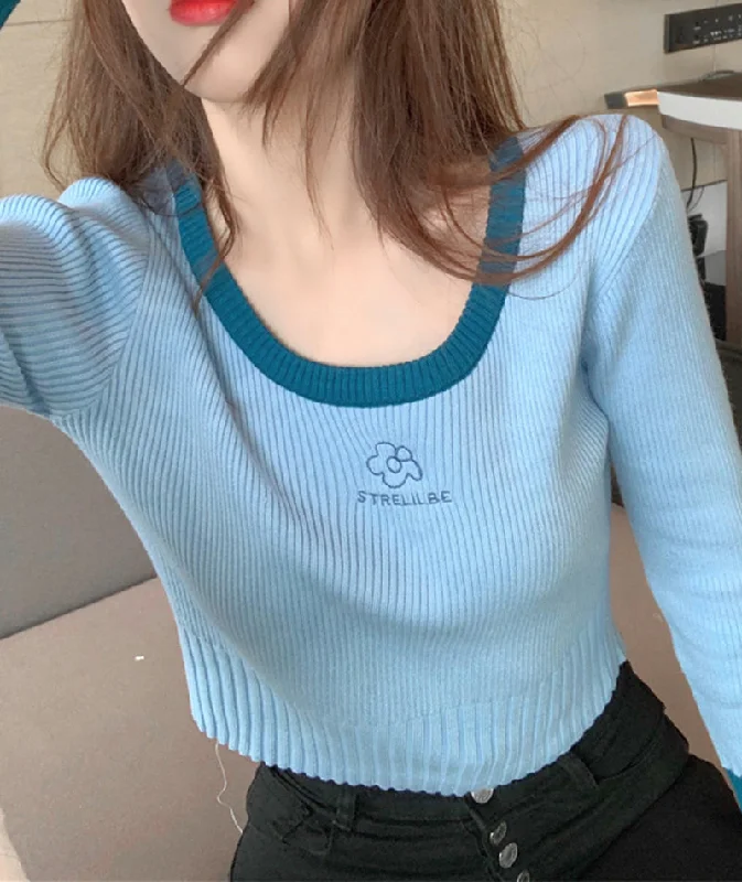 Special Offer Cute round neck tops long sleeve sweater  122