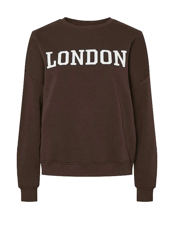 Hurry In Pieces London Crew Neck Sweatshirt, Brown