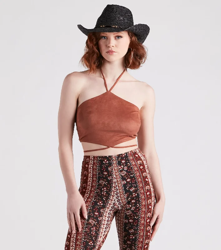 Western Flair Faux Suede Crop Top