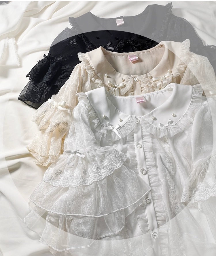 (Buyforme)Sakurada Fawn~ Lolita Sweetheart Cute Snowflake Chiffon Blouse