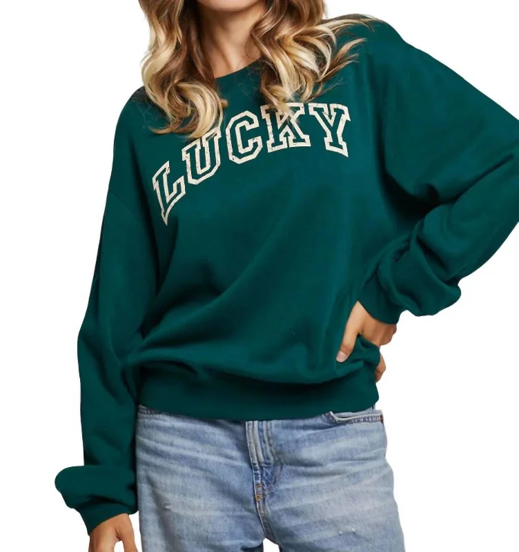 Weekend Deals That Thrill Lucky Sweatshirt In Bluegrass Green