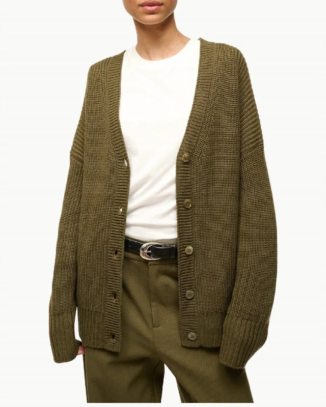 Unmissable Offer Matilda Long Sleeve Cardigan In Sergeant Green