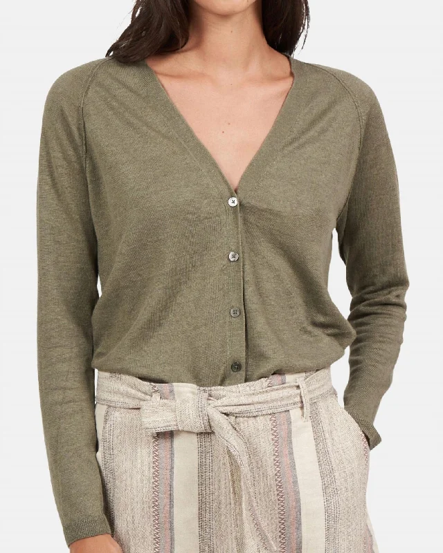 Today Only Moana Knit Button Front Sweater In Army