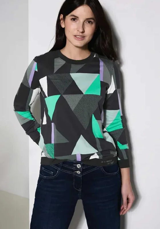 Weekend Deals That Sparkle Cecil Geometric Print Long Sleeve Top, Black