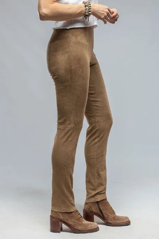Weekend Bargains Await You Tania Stretch Suede Pant in Desert Sand