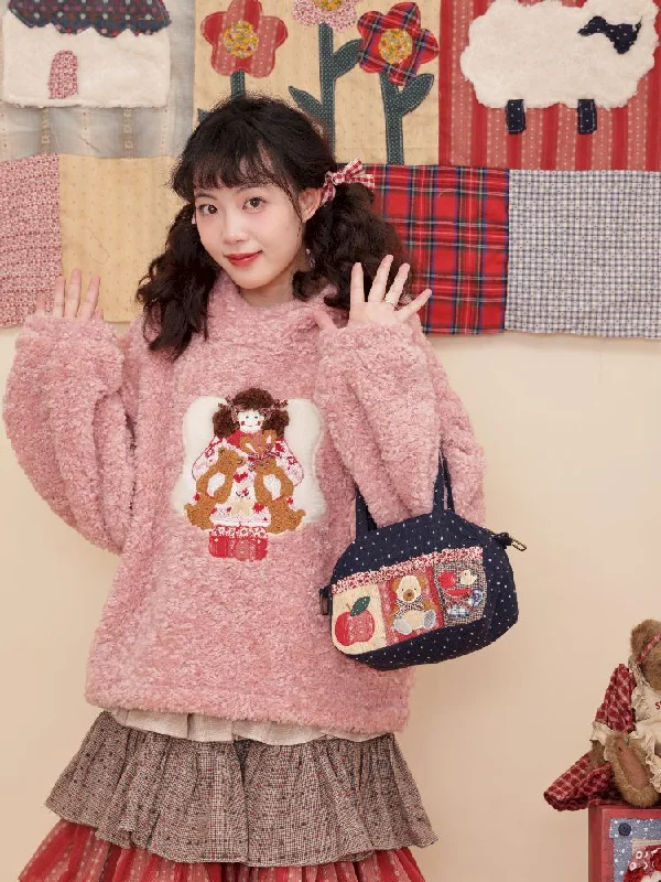 Weekend Flash Sale DOLL PATCH EMBROIDERED PINK HOODED JACKET [S0000010898]