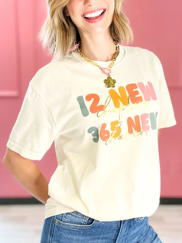 Great Deals 12 New Chapters 365 New Chances Gold Foil Graphic Tee