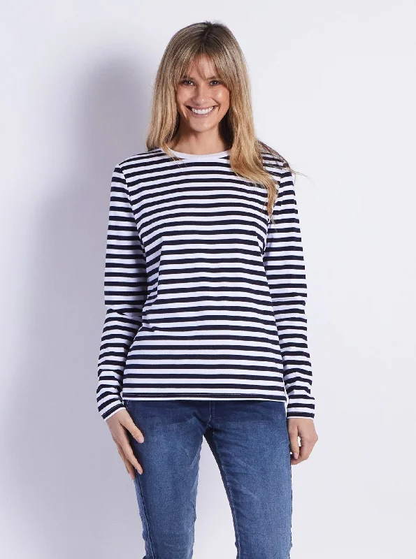 Brunswick Long Sleeves Tee - Navy Stripes