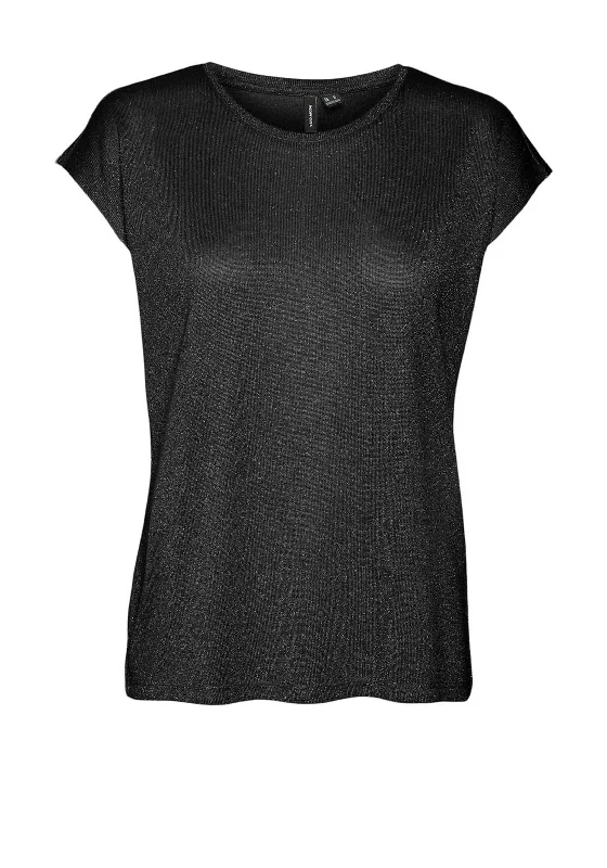 Instant Discount Vero Moda Sarah Metallic Short Sleeve T Shirt, Silver