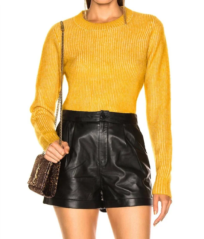 Daily Deals Crew Neck Solid Wool Blend Pullover Sweater In Yellow
