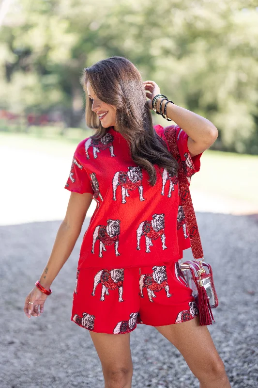 Don't Wait The Bulldogs Sequin French Terry Top