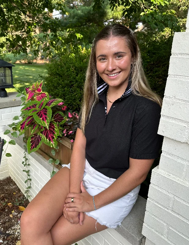 Exclusive Savings SALE - XS & M ONLY - Madonna Polo w Black/White Grosgrain  (POLO1) *FINAL SALE*