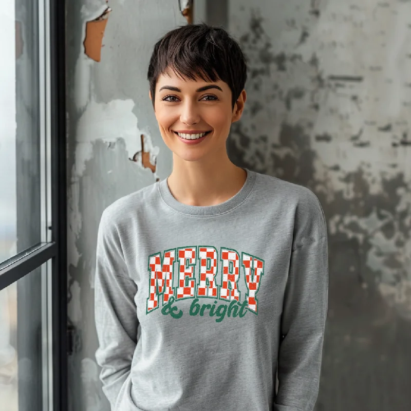 Weekend Savings Delight Merry and Bright Graphic Long Sleeve Tee