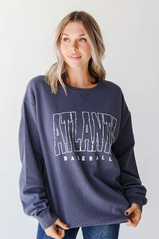 YEAR-End Clearance Denim Atlanta Baseball Sweatshirt
