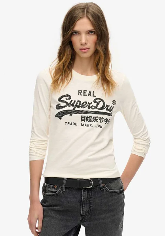 Massive Deal Superdry Womens Vintage Logo Top, Cream