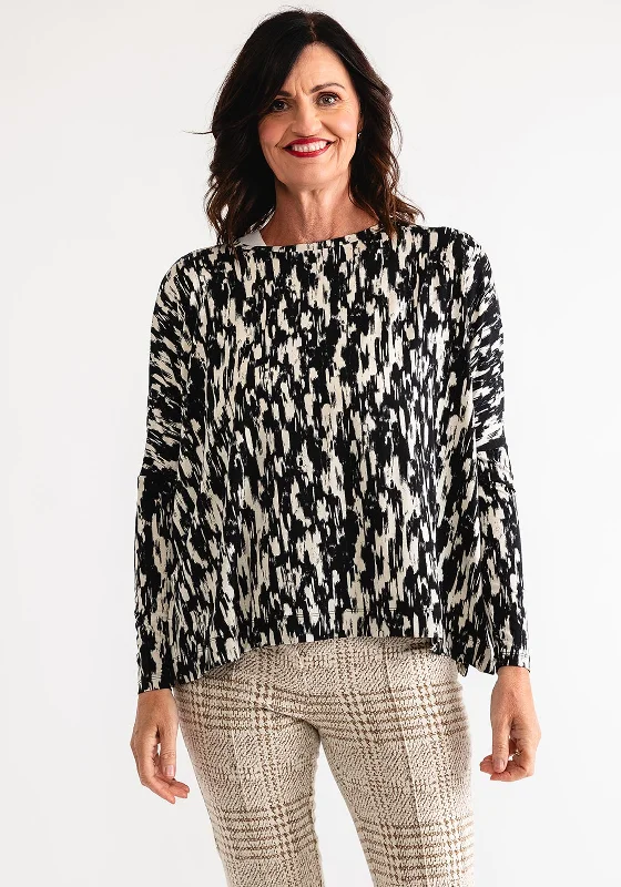 Early Access Masai Barr Printed Long Sleeve Top, Black and Beige