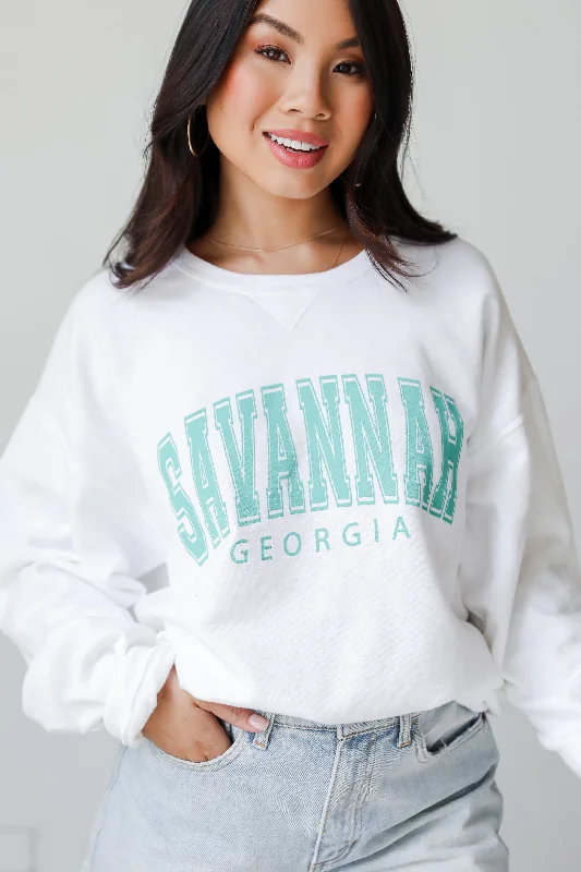 Weekend Bargains to Grab White Savannah Georgia Sweatshirt