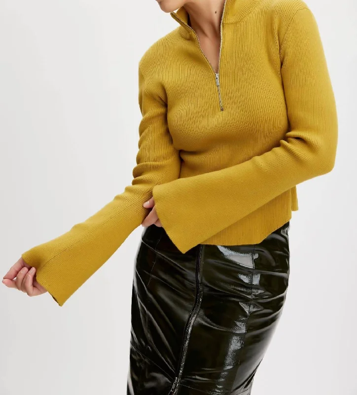 Special Price Yasmia Zip Pullover Sweater In Amber Green