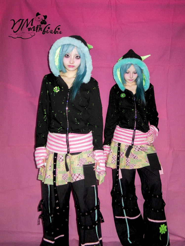 Extra Discounts COLORFUL PATCHWORK HOODED JACKET [S0000010959]