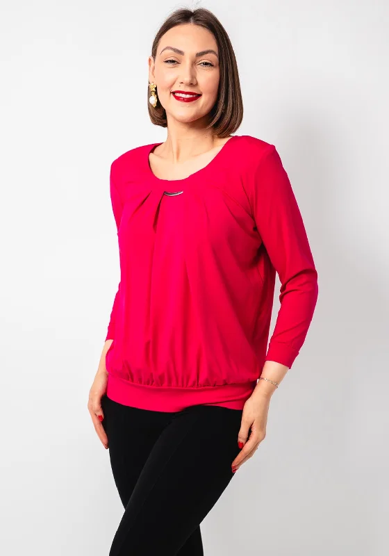 Early Access Leon Collection Banded Hem Jersey Top, Cerise Pink