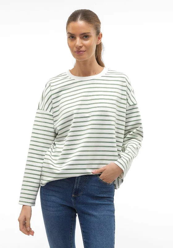 Online Deal Vero Moda Abby Round Neck Stripe Sweatshirt, Hedge Green