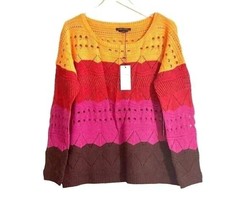 Sale Alert Women's Striped Oversized Knit Sweater In Orange