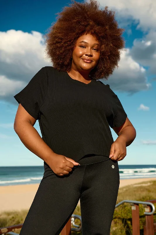 Weekend Savings Spectacular Rib Cropped T-Shirt - Black