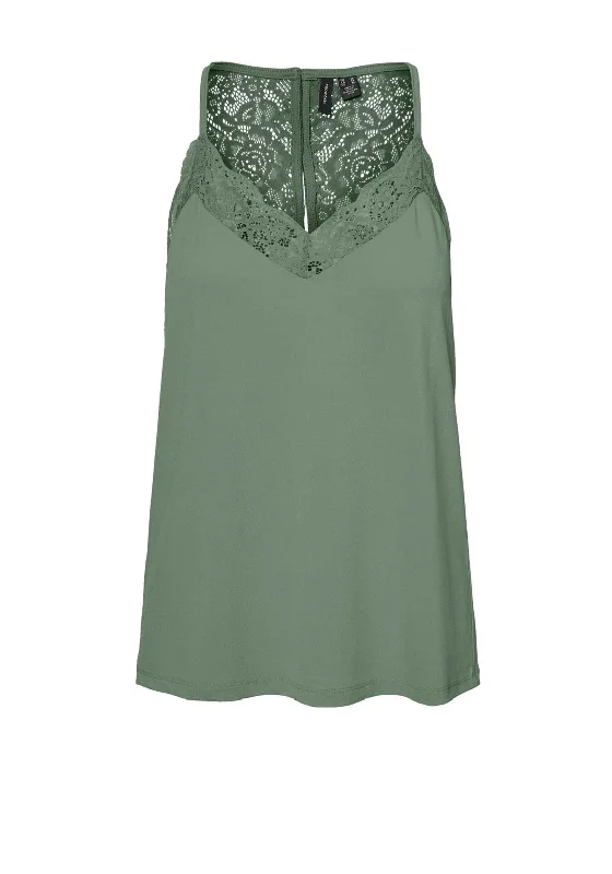 Savings Spectacular Vero Moda Ana Lace Cami Top, Hedge Green