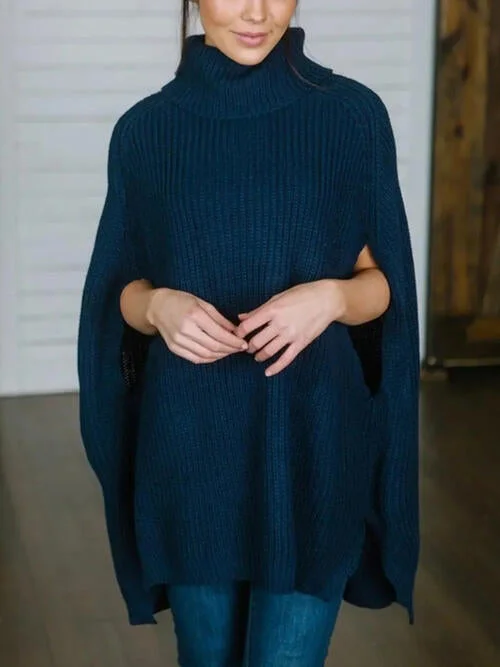 Extra Savings TastyHottie - Turtleneck Slit Sleeveless Sweater