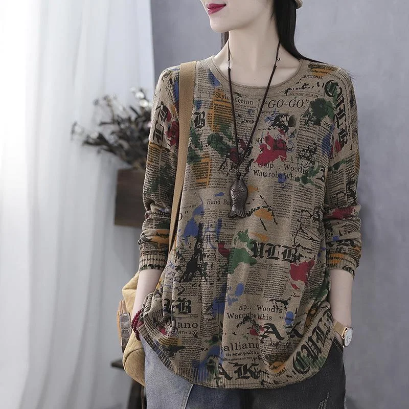 Sale Event Autumn Long Sleeve Vintage Letter Printed Pullover