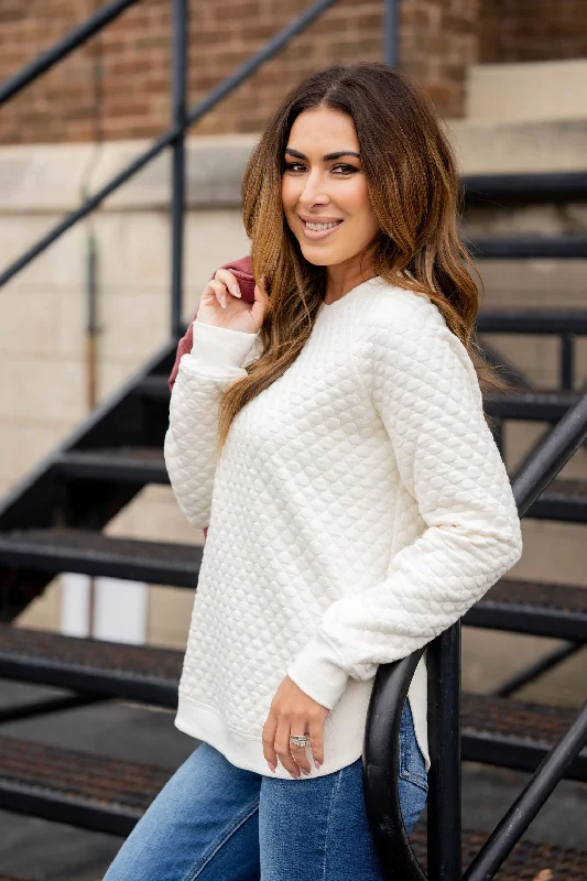 Steals and Deals Bold Textured Side Slit Sweatshirt