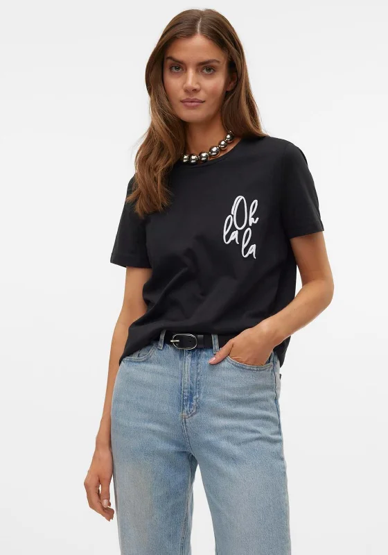 Weekend Offers That Dazzle Vero Moda Line Oh La La T-Shirt, Black