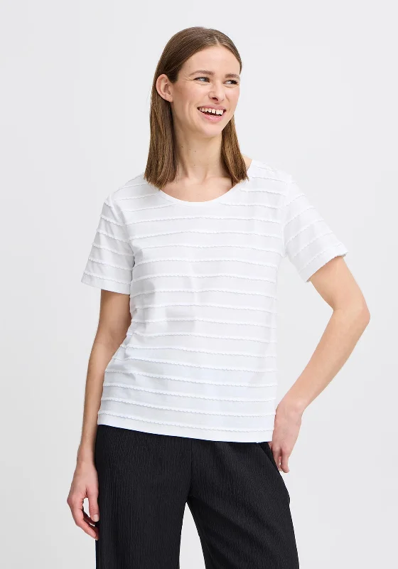 Time-Limited Offer B.Young Raisa Frill Striped T-Shirt, Optical White