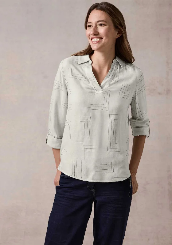 Weekend Offers That Amaze Cecil Geometric Print V Neck Blouse, Grey