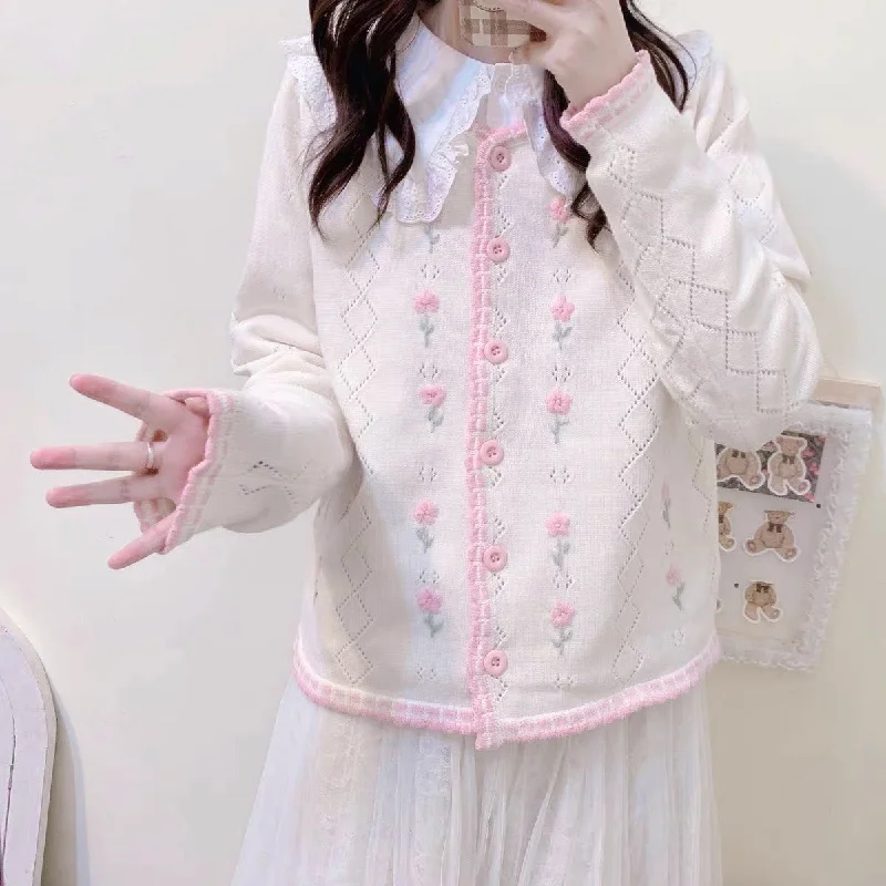 Massive Deal Cute embroidered knitted cardigan PL51917