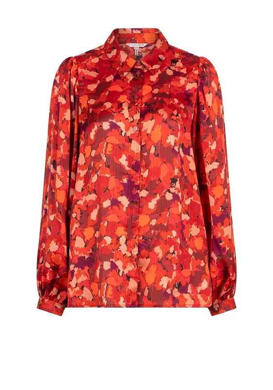 Weekend Savings Fiesta Esqualo Floral Printed Blouse, Red