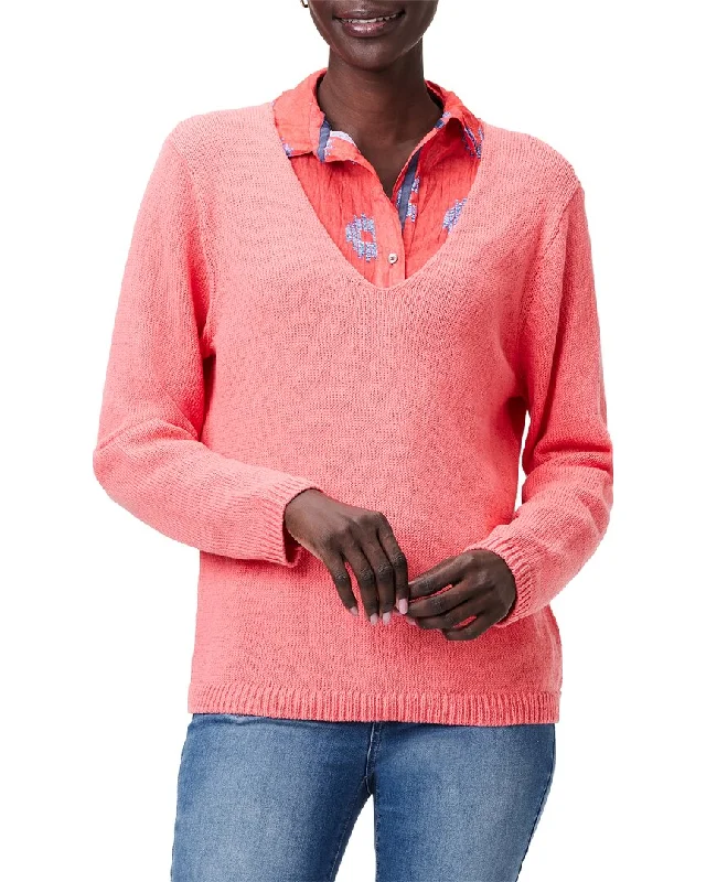 Limited Supply NIC+ZOE Cotton Cord Soft V-Neck Sweater