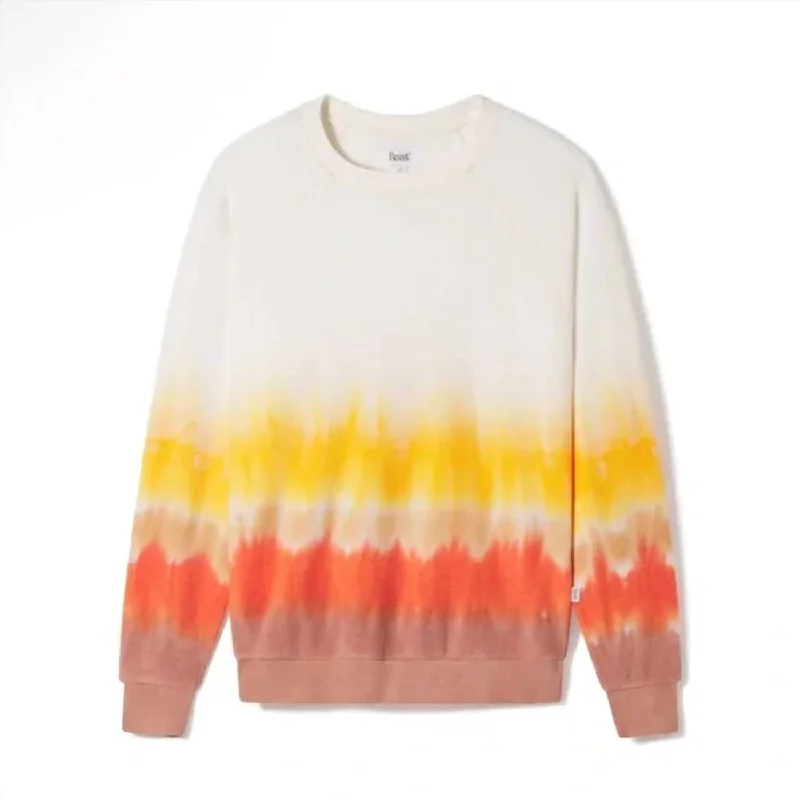 Deep Discounts Women's Blanketblend Crewneck Tie Dye Desert Sunset In Orange