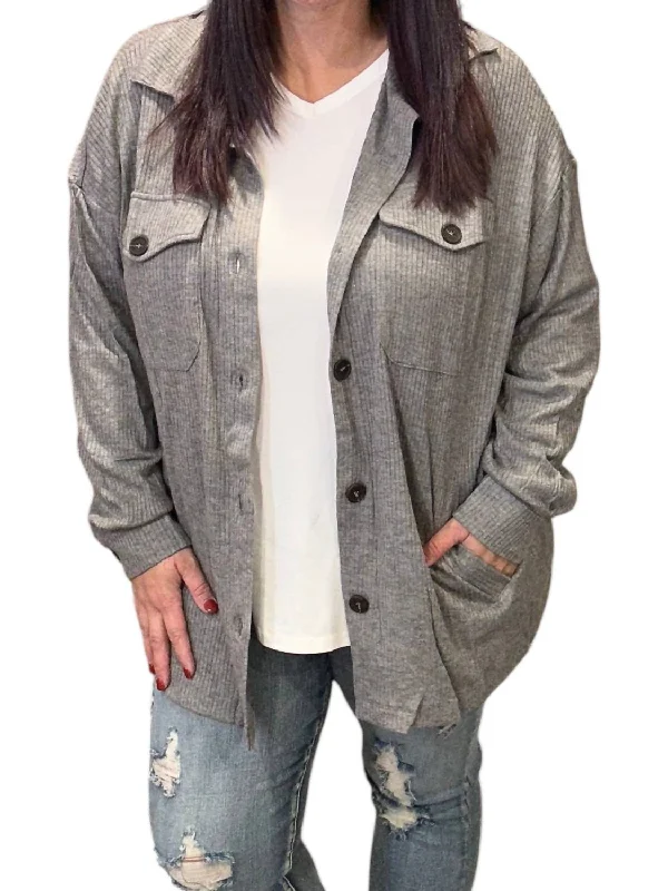 Warehouse Sale Heather Ribbed Longline Sweater In Charcoal