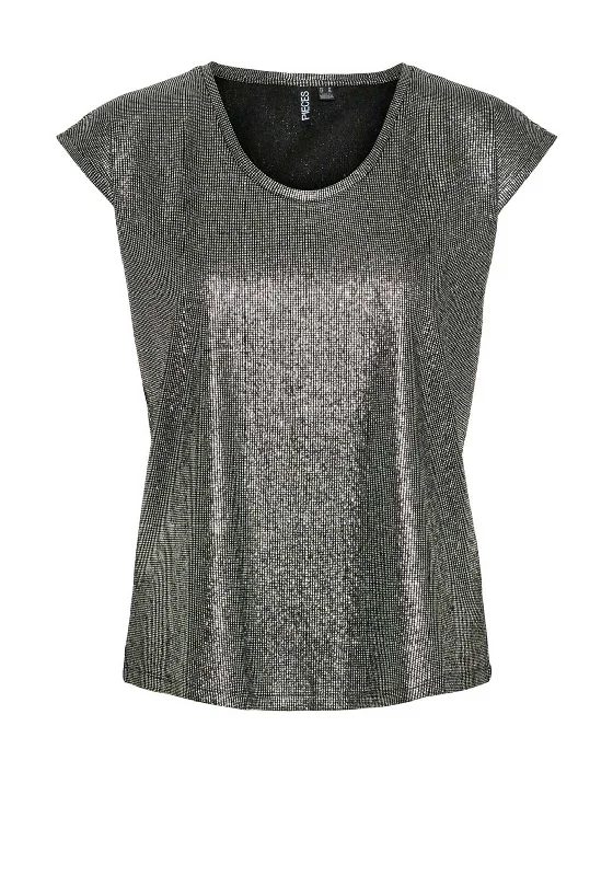 Super Deal Pieces Nilana Metallic T Shirt, Silver
