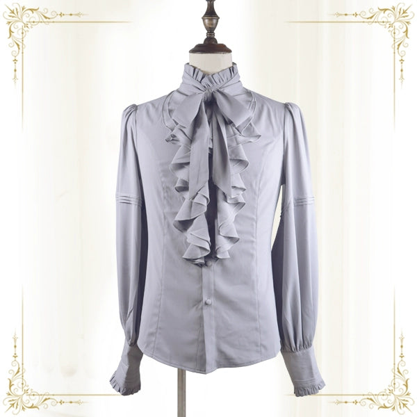 Immortal Thorn~Endless Promises~Vintage Ouji Lolita Shirt with Ruffle and Jabot Collar