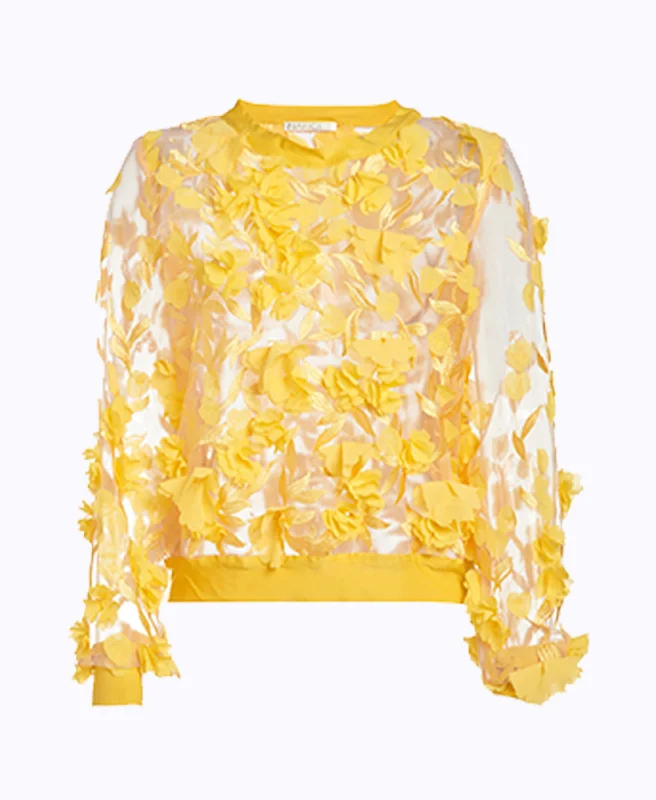 Price Drop Yellow 3D Flower Top