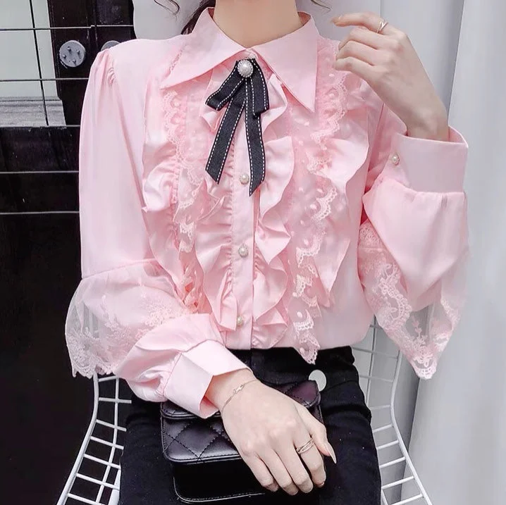 Weekend Price Cuts Galore Long-sleeved shirt with bow PL51872