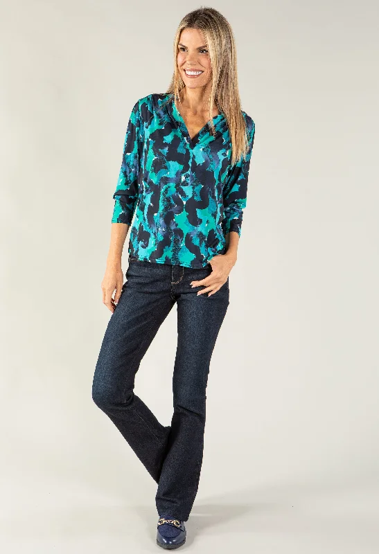 Daily Deals Mixed Print V Neckline Top