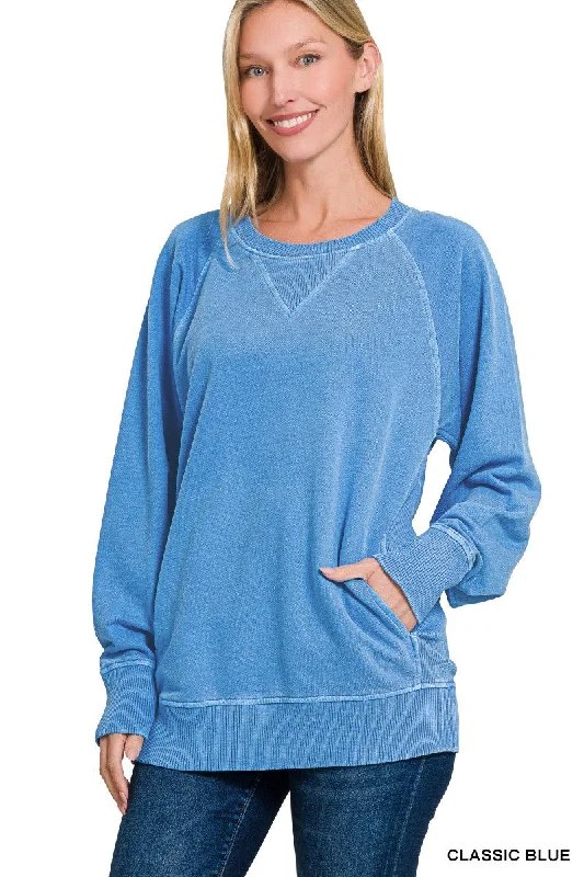 Flash Deal Classic Blue - Pullover Sweater with Pockets