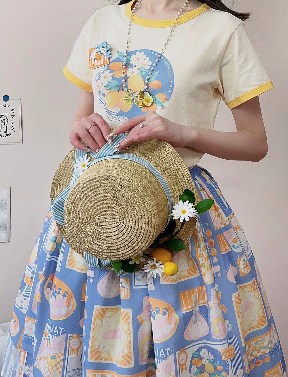 Miss Point~Daisy Lemon~Daily Lolita Lemon Print T-Shirt Customized