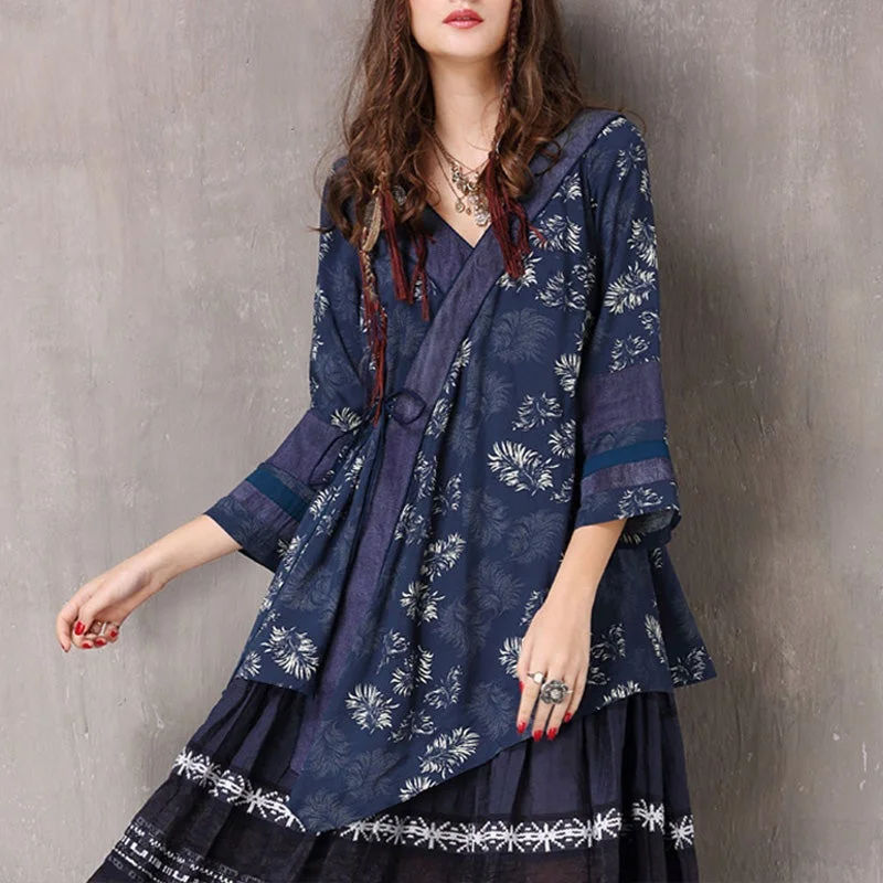 Don't Wait Women Ethnic Printed Asymmetric Loose Blouse